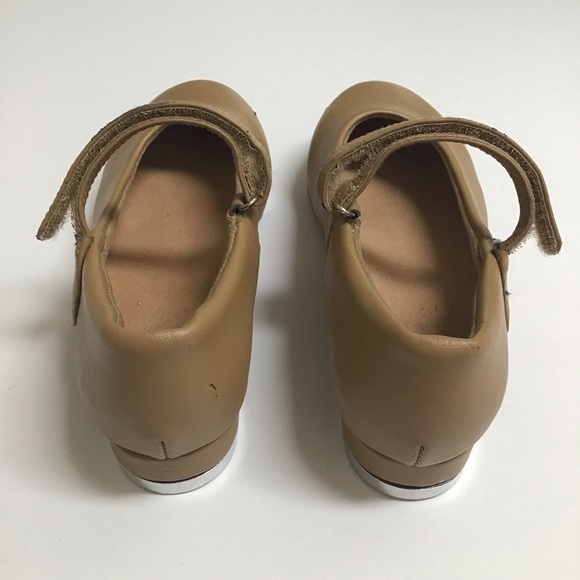 Tap Dance Shoes Little Girls SZ 10M Tan Hook Loop Strap Beige Recital Leo Rhythm - Picture 14 of 15